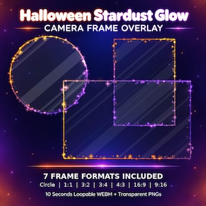 7 Halloween Stardust Glow Animated Webcam Overlay Twitch: Cosmic Neon, facecam-ram | kamerakant | obs | Ramdekoration