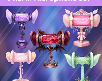 Accesorios de micrófono ASMR para VTubers / Accesorios para VTubers, Live2D, superposiciones, Twitch, YouTube - Kit de transmisión 2D