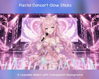 Concert Pastel Glow Sticks Animated Stream Decoration: Stage Idol Cheer Lights Twitch Overlay