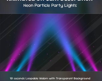 Neon Particle Party Lights Animated Stream Decoration: Colorful Spotlight Twitch Overlay, Concert Beam Overlay, Party Effects
