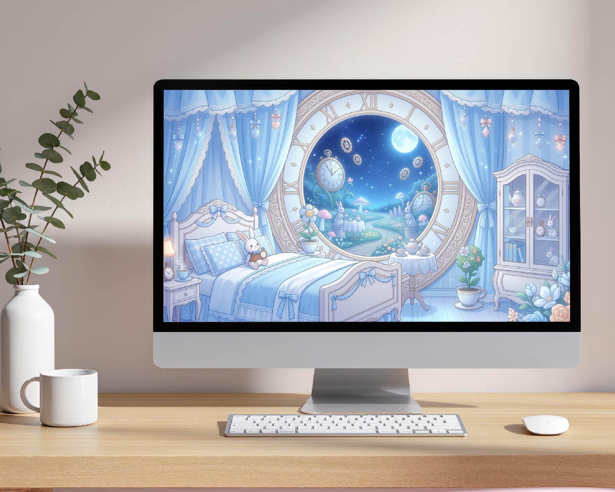 Pastel Time Wonderland Animated Background | Dreamy Clock Garden Scene ...