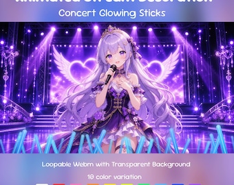 Concert Glow Sticks Animated Stream Decoration: Stage Idol Cheer Lights Twitch Overlay