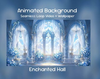 Enchanted Hall Anime Animated Background: Mystic Palace, Celestial Realm, Fairy Atrium, Twitch Overlay, VTuber Stream