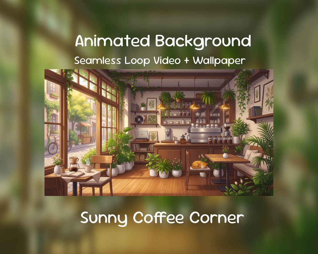 Sunny Coffee Corner Animated Background | Cozy Plant Cafe, Lofi Stream ...