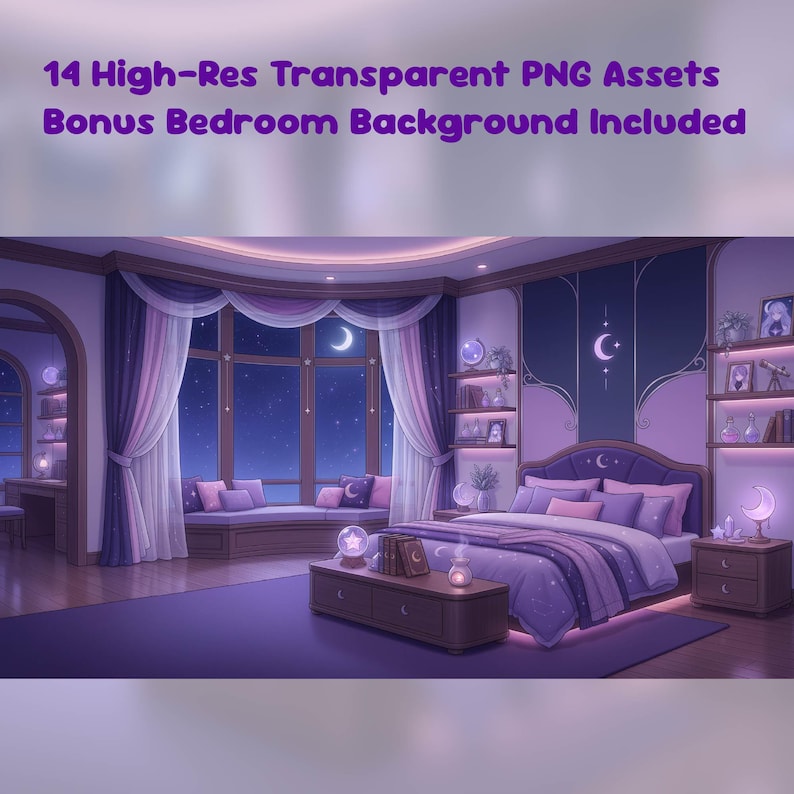 Cosmic Dream Purple Vtuber Room Asset Pack and Background : Gaming ...