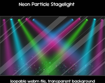 3 luces de neón con partículas para escenario y decoración animada de transmisiones: foco colorido, superposición para Twitch, superposición de haz de concierto, efectos de fiesta.