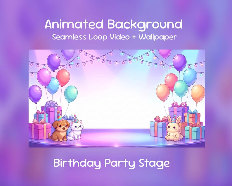 Anime Animated Background| Birthday Party Stage, Kawaii Celebration ...