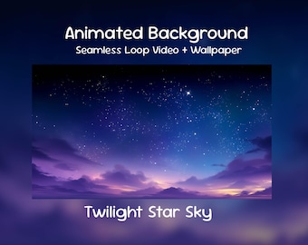 Anime Animated Background| Dreamy Twilight  Sky, Starry Night, Shooting Star, Lofi, Twitch Overlay, VTuber Stream