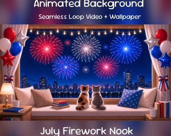 4th of July Firework Nook Animated Background| Patriotic Celebration, YouTube, Twitch Overlay, VTuber Stream
