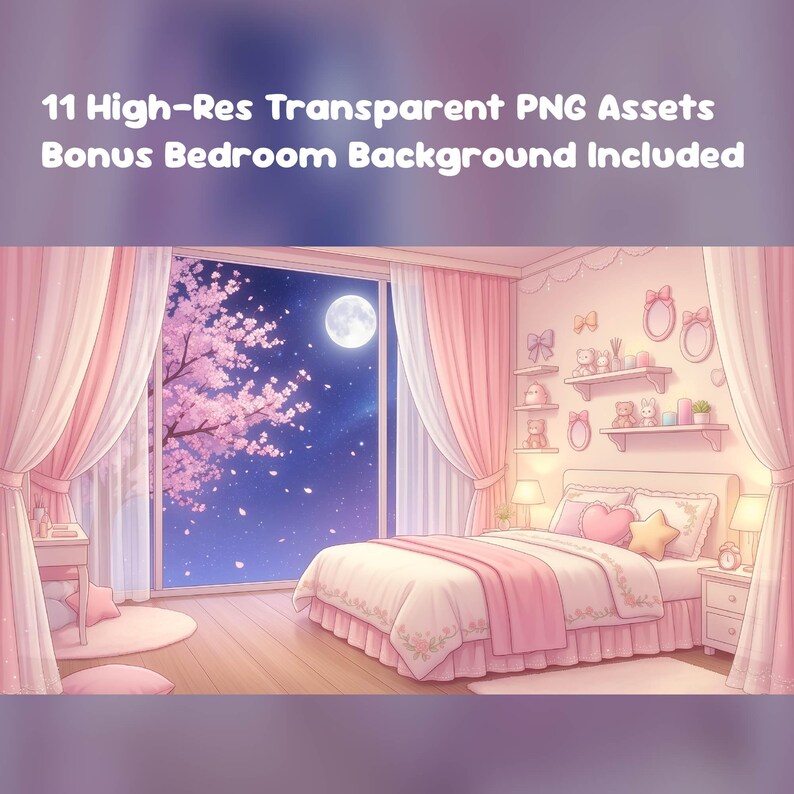 Pastel Vtuber Room Asset Pack and Background : Pink Sakura | Gaming ...