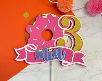 Donut Cake Topper, Personalized Cake Topper, 3D Cake Topper, Donut Grow Up Theme Party