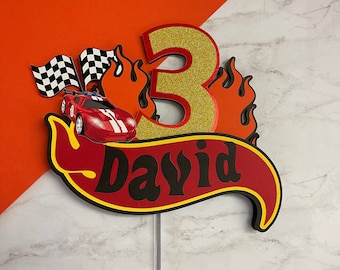 Race Cake Topper, Personalized Cake Topper, 3D Cake Topper, Cars Theme Party