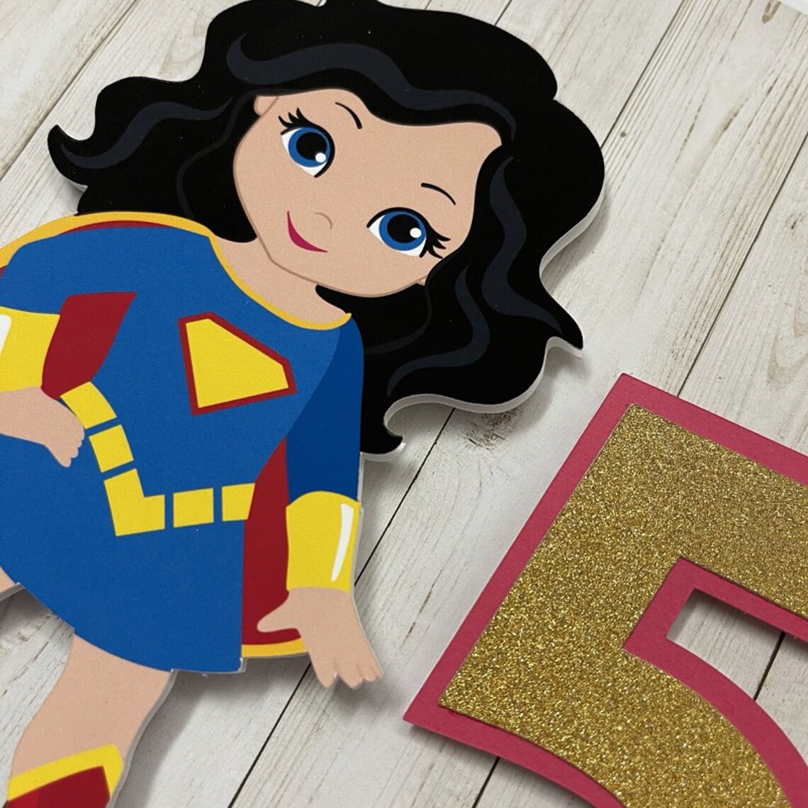 Super Girl Glitter Cake Topper Girl Super Hero Super Hero Etsy