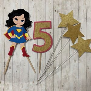 Super Girl, Free Standing Design, Glitter Cake Topper, Girl Super Hero, Super Hero Cake Topper Personalized,