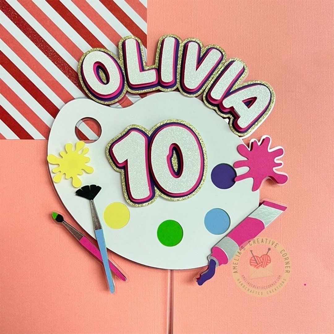 Paint Palette Cake Topper Painting Party Decoration Art Cake Etsy