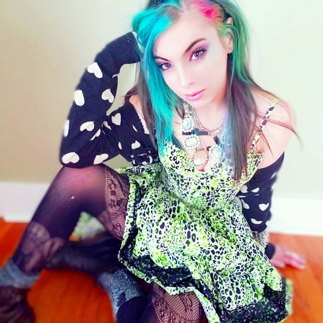 Lizard Queen Dress - Tiered Leopard Party Dress - Neon Green Animal ...