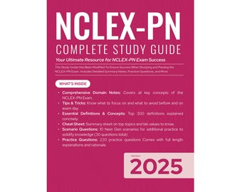 NCLEX-PN 2025 Exam eBook Study Guide Includes Detailed Notes, Key Concepts, Practice Questions & More