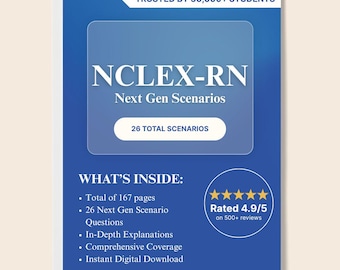NCLEX-RN Next Gen: 26 casos realistas con explicaciones detalladas / 163 páginas