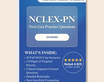 NCLEX-PN Next Gen Practice Questions – 20 Scenarios | 124 Pages of Clinical Reasoning & Rationales