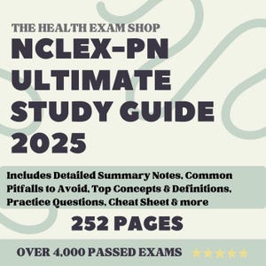 Guida allo studio per l'esame NCLEX-PN 2025 con note dettagliate, concetti chiave, domande pratiche e altro ancora / 252 pagine