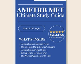 MFT Exam Study Guide: 265 Pages, Practice Questions, Cheat Sheet (Digital Download)