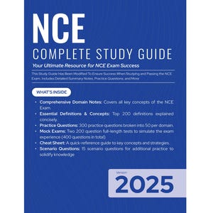 NCE Exam eBook Study Guide 2025: Practice Questions + Mock Exams (PDF Download)