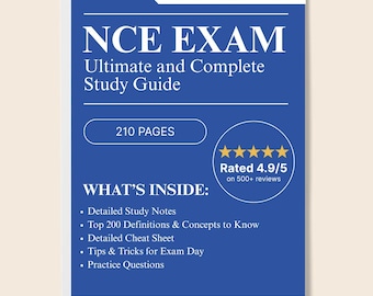 NCE Exam Study Guide 2026: Practice Tests & Cheat Sheets (Digital Download)