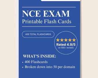 NCE Flashcards: 400 Printable Digital Flashcards for Exam Success