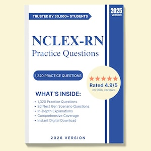 NCLEX-RN Practice Questions – 1,215 Exam-Style Questions + 26 NGN Scenarios (2025 Edition)