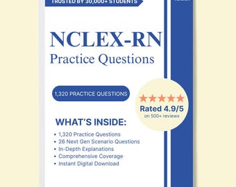 NCLEX-RN Practice Questions – 1,215 Exam-Style Questions + 26 NGN Scenarios (2025 Edition)