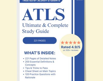ATLS Exam Study Guide 2026: Practice Questions & Notes (Digital Download)