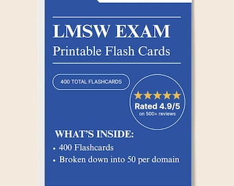LMSW Flashcards: 400 Printable Digital Flashcards for Exam Success