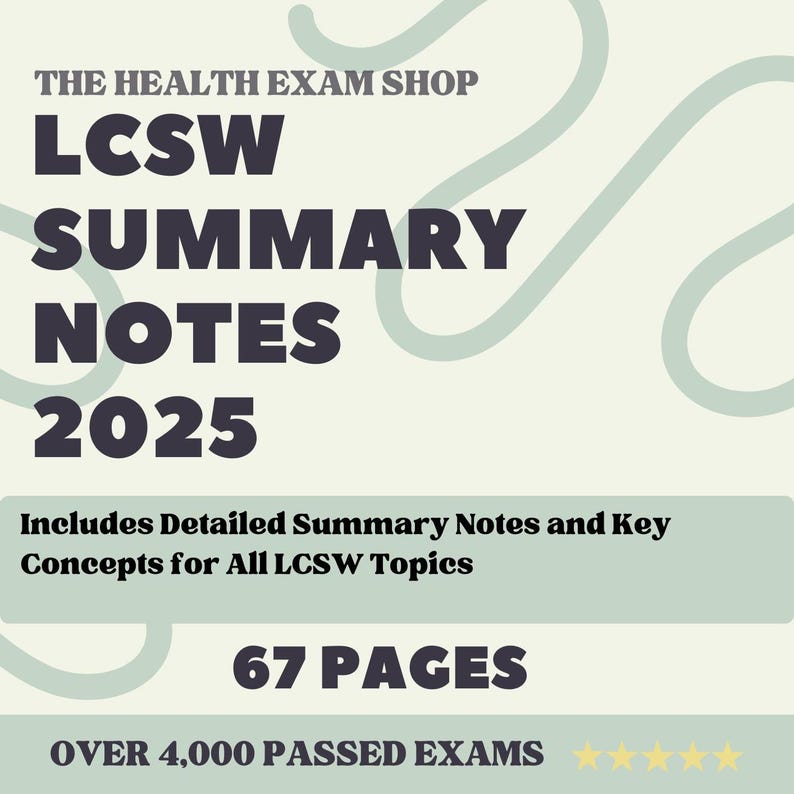 LCSW Exam Summary Notes: 67 Pages of Essential Content for Exam Success ...