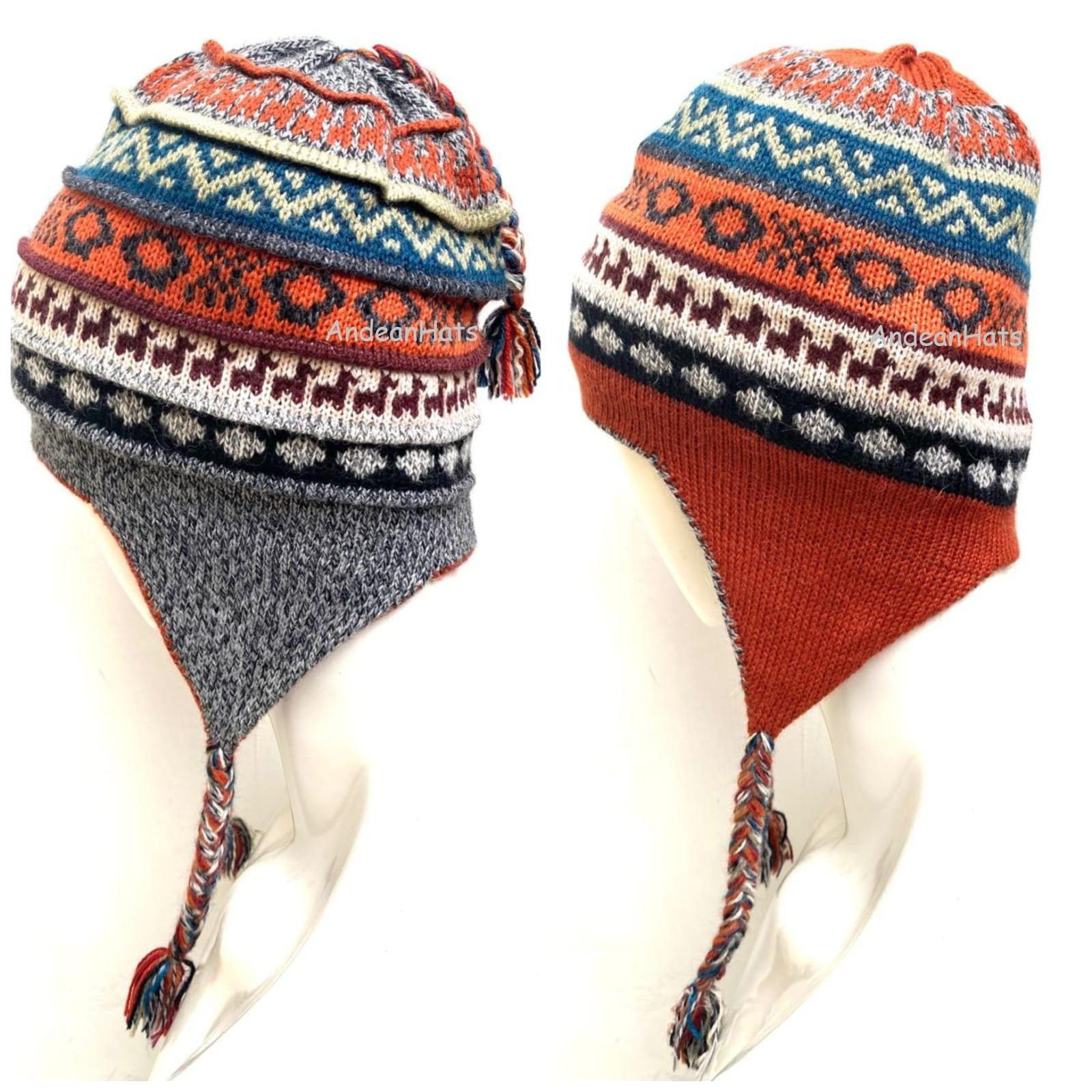 100% Baby Alpaca Knit Beanie | Soft Boutique Hat | Gray & Red Speckled Unisex Beanie Baby Alpaca 100%, Hand Knitted Winter Warm Hat  main image 3