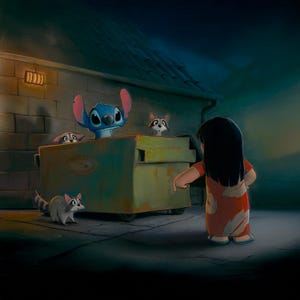 Lilo & Stitch Dumpster Scene Art Print – Disney Inspired Décor