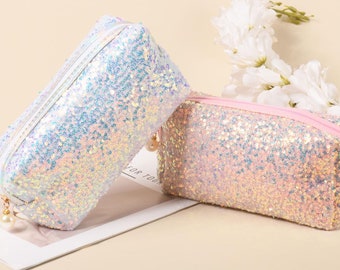 Glitter Makeup Bag, Sequin Glitter, Cosmetic Beauty Travel Bag, Sparkle Makeup Bag, Sequin Cosmetic Bag for Women, Christmas Gift