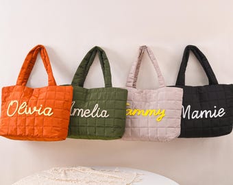 Personalized Nylon Tote Bag, Bridesmaid Beach Tote, Monogrammed Shoulder Bag, Bachelorette Gifts