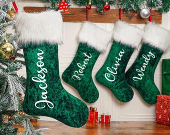 Personalized Velvet Christmas Stockings, Family Christmas Stockings, Xmas Stocking With Name, Holiday Decor, Christmas Decoration