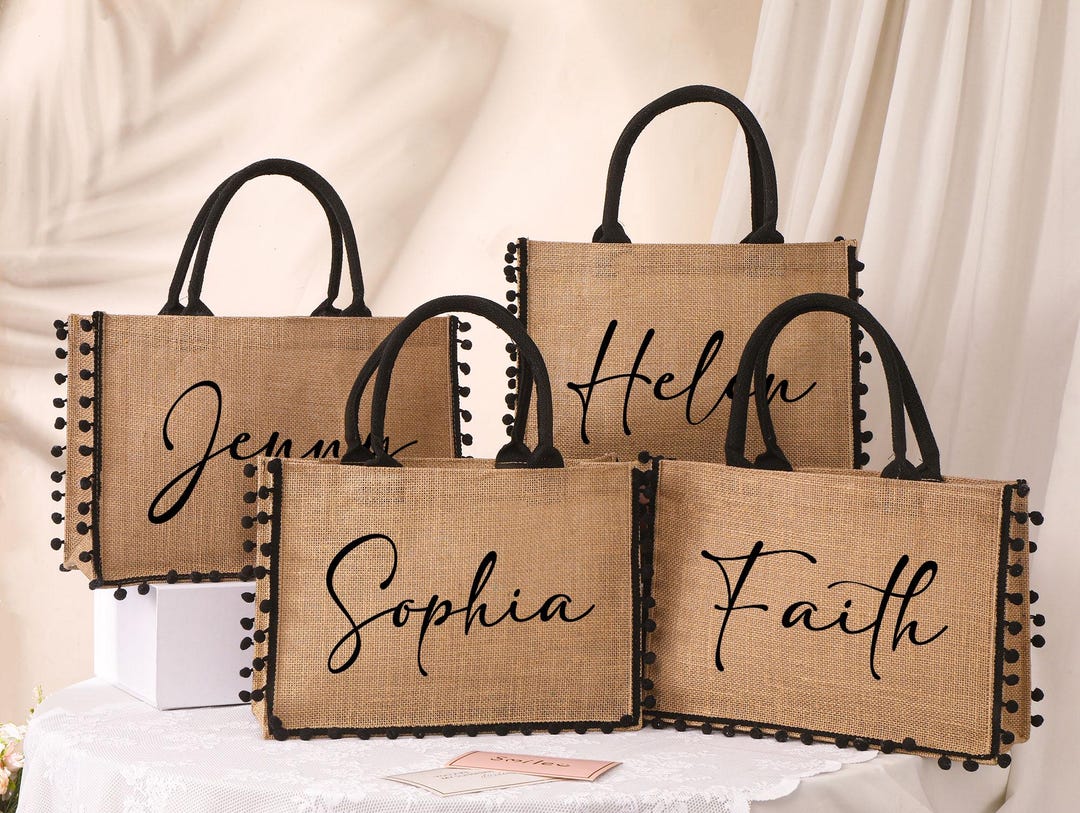 Personalized Bridesmaid Gift Bag, Custom Bridesmaid Burlap Bag, Beach ...