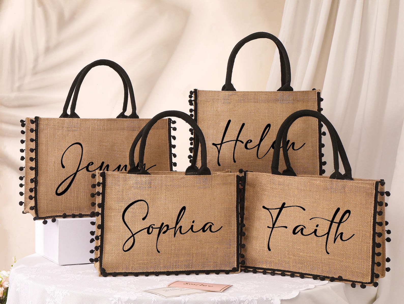 Personalized Bridesmaid Gift Bag, Custom Bridesmaid Burlap Bag, Beach ...