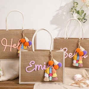 Personalized Bridesmaid Burlap Bag, Bridesmaid Gift Bag, Monogram Beach Tote Bag, Beach Burlap Bag, Jute Bag, Bachelorette Party Bag