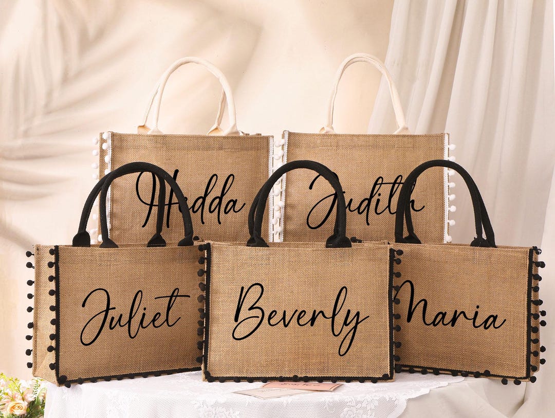 Personalized Burlap Bag, Beach Tote, Monogram Jute Bag, Bridesmaid ...