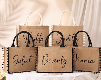 Personalized Burlap Bag, Beach Tote, Monogram Jute Bag, Bridesmaid Gifts, Bachelorette Party Favor