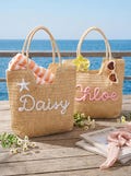 Personalized Straw Beach Tote, Bridesmaid Tote Bags, Monogrammed Travel Beach Bag, Girls Trip Pool Bag, Bachelorette Party Favors