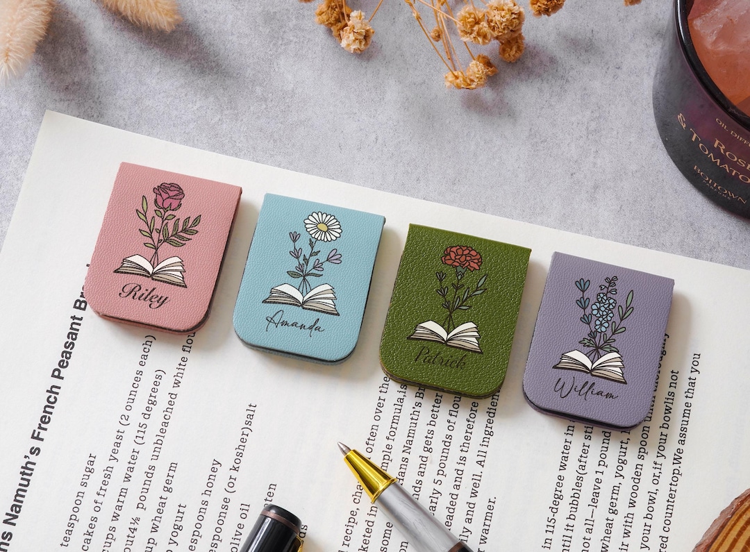 Marque-page Magnétique Personnalisable En Cuir Synthétique - Relief Minimaliste, Cadeau Pour Lecteur, 10 Coloris Disponibles