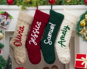 2026 Knitted Christmas Stockings, Personalized Family Christmas Stockings With Name, Monogram Stockings, Holiday Decor