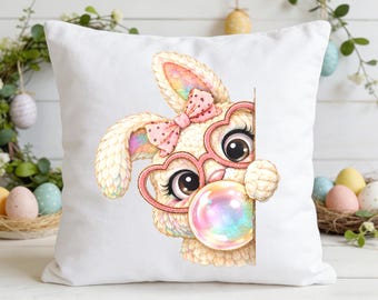 Personalized Easter Bunny Png, Bubble Gum Bunny Png, Happy Easter Shirt Design, Cute Girls Kids Sublimation Download, Coquette Png