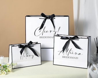 Personalized Bridesmaid Gift Bags, Ribbon Tie Rope Gift Bags, Birthday Gift Bags, Bachelorette Party Bag, Welcome Gift Bags,Elegant Gift Bag
