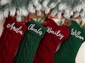 Embroidered Christmas Stockings, 2025 Knitted Family Stockings, Personalized Xmas Stocking With Name, Dog Bone Stocking, Christmas Gifts