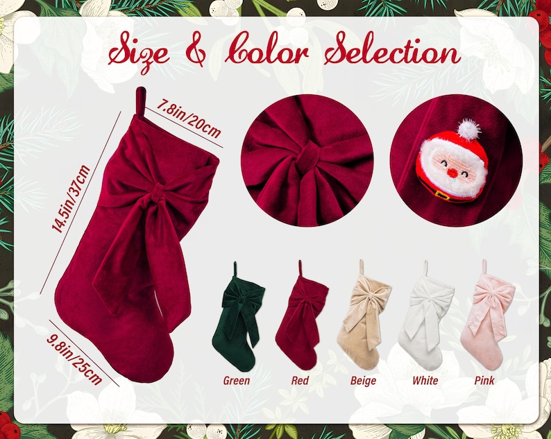 Personalized Bow Christmas Stocking, 2025 Family Christmas Stocking ...